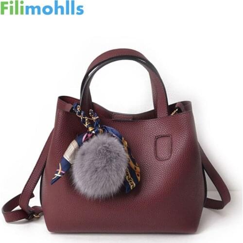 Litchi Pattern Soft PU Leather Women Handbag Two Pieces Female Shoulder Bag Girls Messenger bag Casual Women Bag S1197