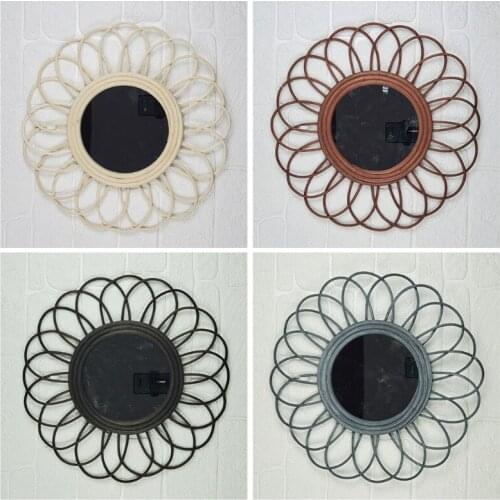 Rattan Dressing Mirror Innovative Art Decor Makeup Mirrors Bathroom Bedroom Wall Hanging Mirror Photo Props