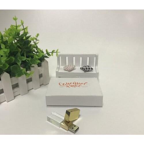 Gold crystal usb 2.0 flash memory pendrive stick with box