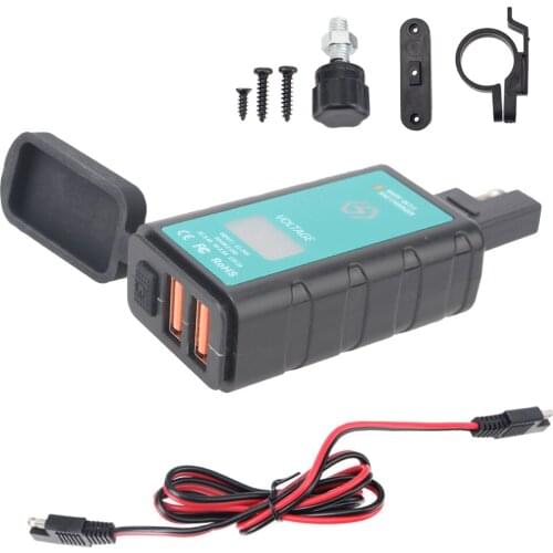 Waterproof 12V Motorcycle Charger Quick Charge 3.0 For Phone GPS With Voltmeter Switch Button Dual USB Adapter