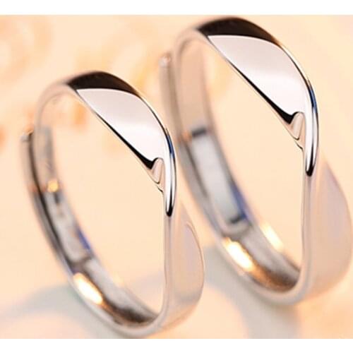 Wave Opening Adjustable Couple Rings Simple Fashion Lovers Jewelry Wedding Ring Valentines and Memorial Day Gift