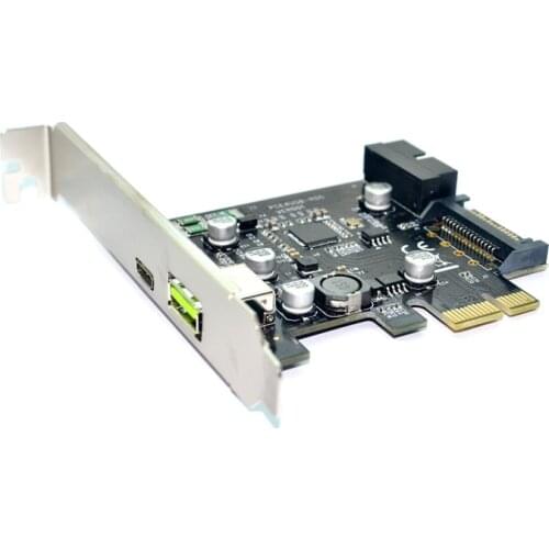 XT-XINTE PCI-e To USB3.1 Type-C Expansion Card PCIe To USB 2.4A Fast Charge + 19PIN Front USB Riser Card