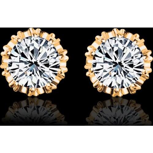 Hot SaleFashion Silver Plated Jewelry 8MM Round 2 Carat Cubic Zirconia Silver Color Stud Earrings for Women Gifts