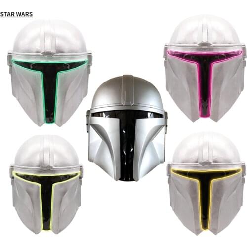 Halloween Star Wars White Soldier The Mandalorian Cosplay PVC Emulsion Helmet florescent light Dress Up Mask Black Warrior