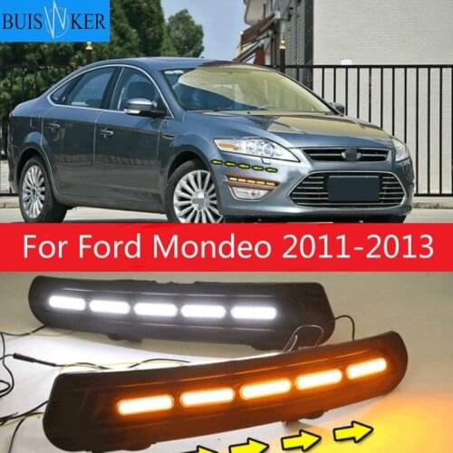 1Pair For Ford Mondeo 2011-2013 Car-styling Front LED DRL Daytime Running Light Daylight Driving Fog Lamp Flashing light