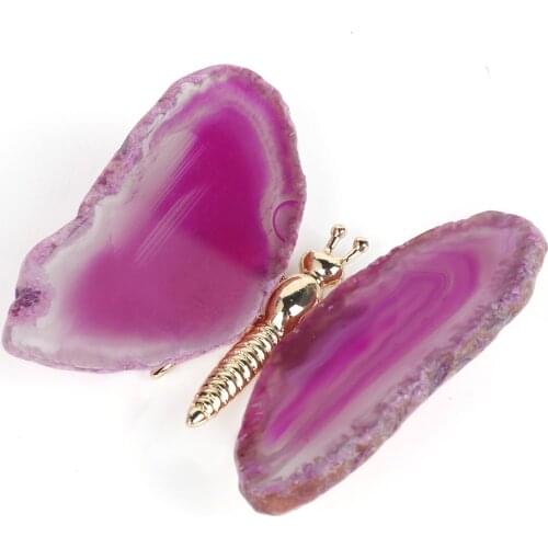 1pcs Natural Agate Slice Butterfly Stones Quartz Home Decor Gift