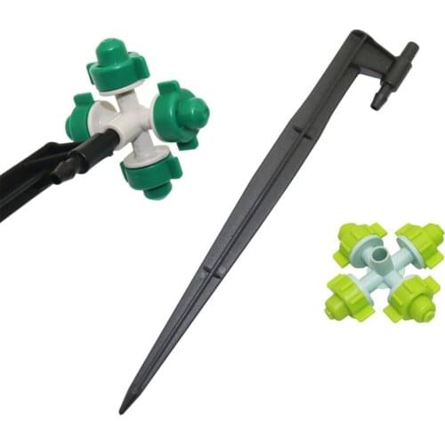 3 Pcs Cross Atomized Nozzle with Support rod Greenhouse irrigation sprinkler Mist nozzle Agriculture tools sprinkler