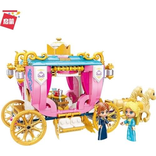 458PCS Enlightenment 2614 Royal Parade Carriage Princess Leia Assembled Building Blocks Girl Toys Gifts