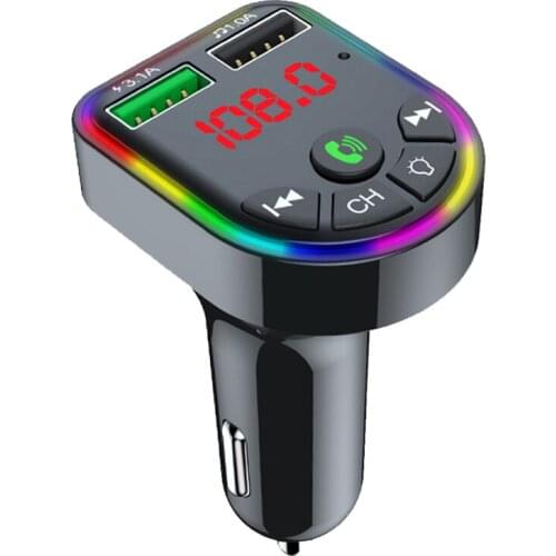 Car Bluetooth 5.0 FM Transmitter Modulator MP3 Player Bluetooth LED Display Colorful Light Car Kit 3.1A Dual USB Charger for Car