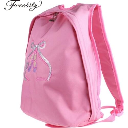 Girls Ballet Dance School Gym Backpack Toe Shoes Embroidered Shoulder Bag for Childrens Kids Dancing Ballet and Sports