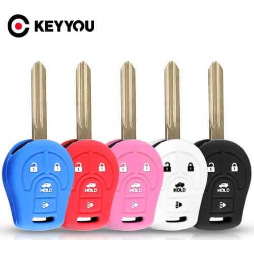 KEYYOU Key Rings For Nissan Sylphy Cube Juke Rogue Micra Qashqai Altima Maxima Sentra Versa Silicone Car Key Case Shell Fob