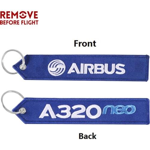 Remove Before Flight AIRBUS Keychain Embroidery A320 Special Tag Label Aviation Key Chains for Gift OEM Key Ring Fashion Jewelry
