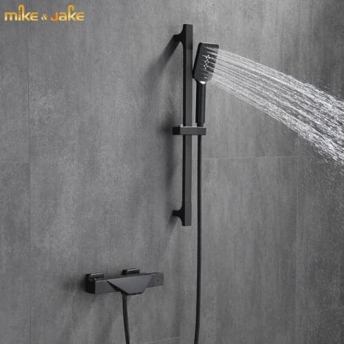Black thermostatic bathtub faucet hot and cold wall bath tap