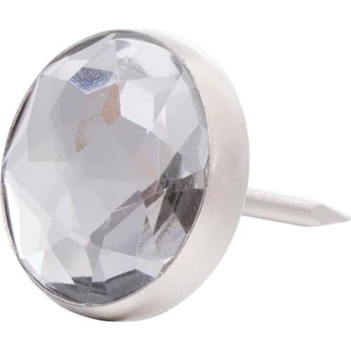 100pcs Crystal Head Upholstery Nails Tacks Decorative Sofa Furniture Tacks - Diameter 22.8mm (White)