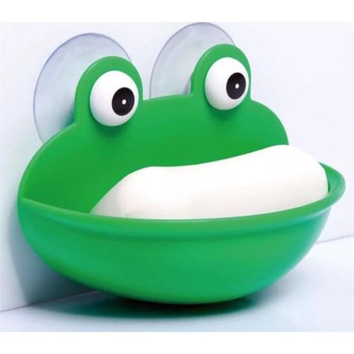 1 Pc Cartoon Frog Soap Holder Kids Soap Dish Punch Free Bathroom Sink Drain Rack Soap Draining Holder Storage Rack