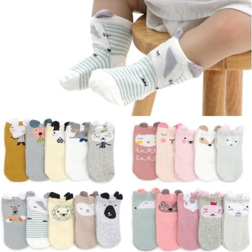 Baby socks spring and autumn cotton socks newborn cartoon cute autumn and winter childrens socks boys and girls multi optional