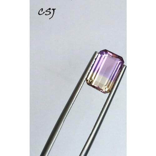 CSJ Natural ametrine Oct cut loose gemstone for gold and silver jewelry making DIY Ring Mounting