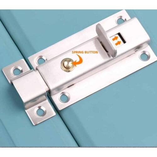 Stainless Steel Door Latch Automatic Spring Switch Door Lock Door Clasp Door Bolt Safety Slide Lock For Home Door Hardware