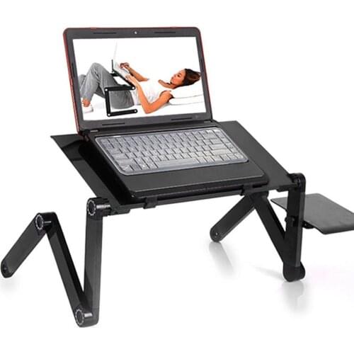 48*26cm Aluminum Laptop Table Ergonomic Adjustable Computer Desk Portable TV Bed Lapdesk Tray PC Table Stand with Mouse Pad