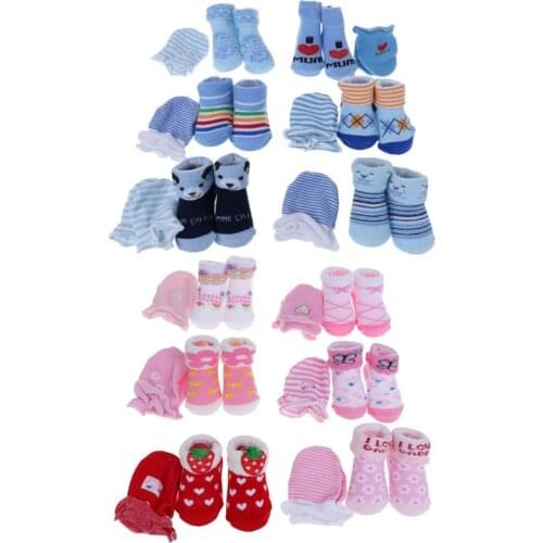 Baby Cotton Socks Sets Newborn Kids Socks +Anti-scratch Gloves Boys Girls babys Gift Baby Socks Gloves Prevent Scratch Face