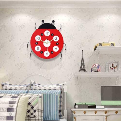 INS Nordic cute ladybug shape animal wall clock monochrome childrens room cartoon home decoration statuette photography props