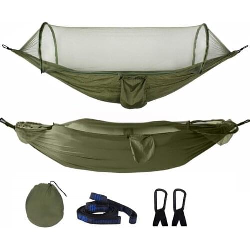 2019 Camping Hammock with Mosquito Net Pop-Up Light Portable Outdoor Parachute Hammocks Swing Sleeping Hammock Camping Stuff