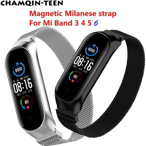 For Xiaomi Mi Band 5 Strap Metal Stainless Steel Magnetic Strap For Mi Band 6 Generation Smart Bracelet Wristband For Miband 4 3