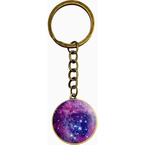 Fashion Personality Creative Bronze Starry Sky Glass Ball Key Chains Gifts