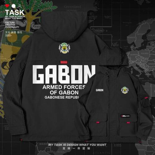 Gabonese Republic Gabon Gabonaise GAB GA men jacket hooded Land Force logo army fan printed nation mens mens clothes autumn