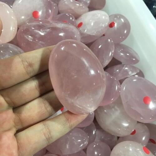 Natural Rose Quartz Crystal Palm Stone Chakra Healing Gemstone Home Decor 1pc