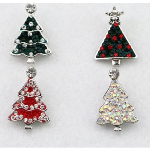 New 12pcs mix colors factory wholesale full rhinestone christmas tree snap buttons 18mm diy snap buttons for DIY jewelry