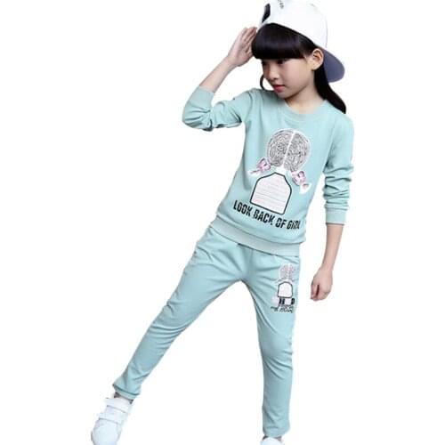 2020 New Spring Girls Clothing Sets Casual Sport T Shirt Hoodie Pants 2Pcs/Sets Kids Child Clothes Suits Cotton Tracksuits