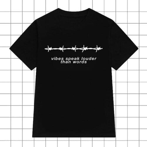 Skuggnas New Arrival Vibes Speak Louder Than Words T-shirt Aesthetic Clothing Tumblr Shirt Grunge Goth Unisex Fashion Tees