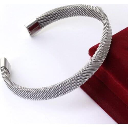 Wholesale\Retail! Jewelry 18cm*8mm 13g 316L Stainless Steel Silver color Half Round Cuff Bracelet Bangle For Women, Godd Gift