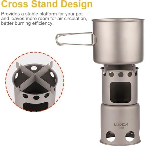 Lixada Portable Camping Wood Stove Folding Lightweight Titanium Wood Burning Backpacking Stove for Outdoor Hiking Cooking Picnic