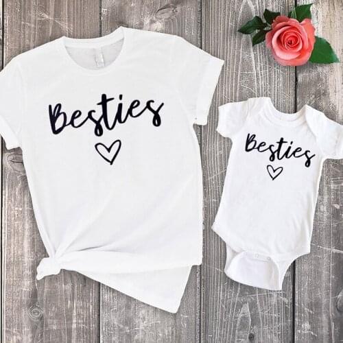 Family Matching Clothes Besties Mommy and Me Outfits Christmas Summer Tops Mom and Daughter Clothing Love Tee