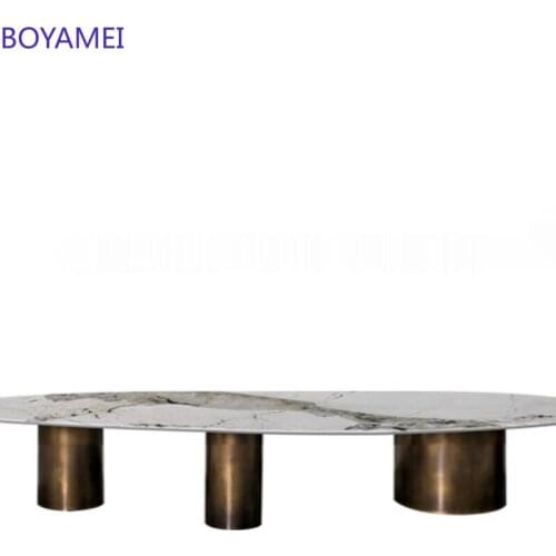 Light luxury slate oval coffee table designer furniture coffee table living room home tea table simple modern net red