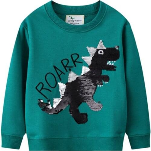 Jumping Meters New Arrival Dinosaurs Beading Autumn Winter Boys Girls Sweatshirts Cotton Kid Clothing Animals Toddler Hooded Top