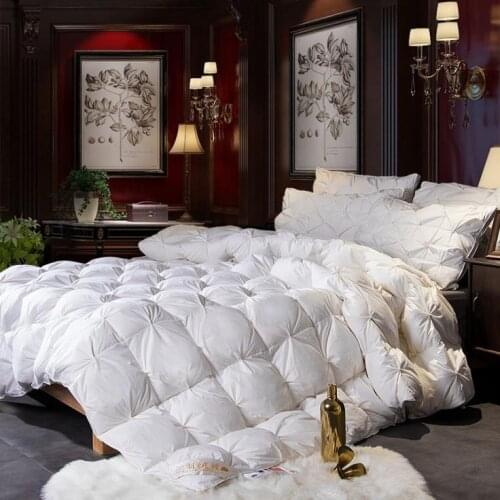 Thick Winter Comforter Bedding White Gray Pink High End Natural Goose Down Quilted Comforter Duvet Insert Breathable Full/Queen