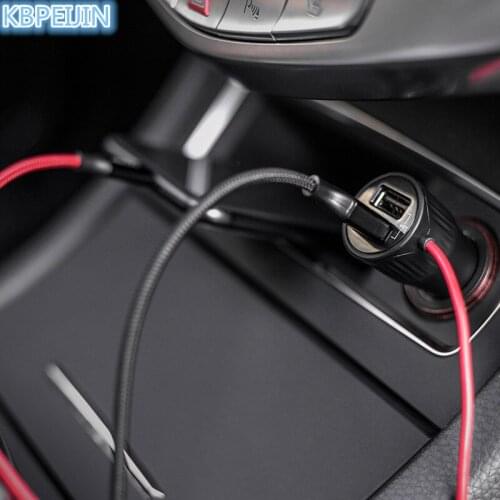 USB Car Front And Rear Seat Fast Adapter with Extension Cord Cable for Skoda octavia fabia yeti rapia superb a accessories