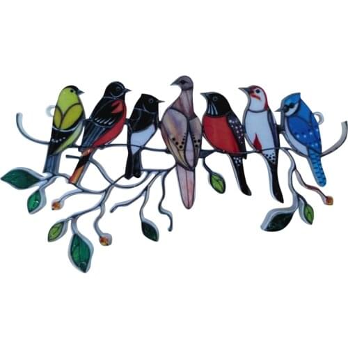 Stained Bird Window Hangings Acrylic Wall Hanging Birds Decor Room Accessories Multicolor Birds Decor Mothers Day Gifts