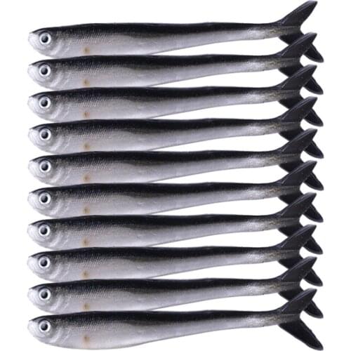 WAVES 10pcs/lot Softbaits 8cm 2g Soft Rubber Fishing Baits Drop Shot Lure Shad Perch Pike Trout Tail Lure Fishing Accessories