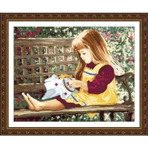 Stitch Girl, Child Cute Sewing Top Quality Embroidery Needlework 14CT Unprinted Cross Stitch Kits DIY Arts Handmade Home Decor