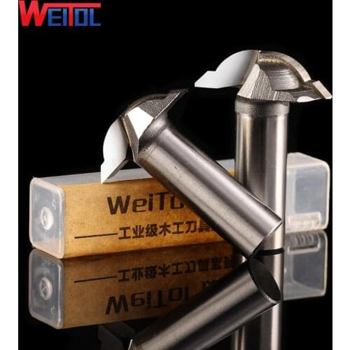 Weitol 1 pcs 1/2 inch Woodworking Cutter carbide CNC carving machine tool bit Oblique arc Carver Bit Special trimming cutter