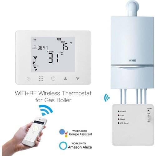 WIFI+RF433 Smart Thermostat Wall-Hung Gas Boiler Water Electric Underfloor Heating Temperature Controller Work Alexa Google Home