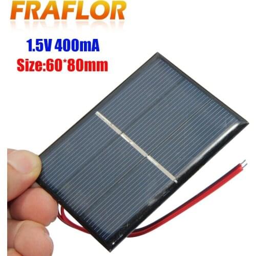 0.65W 1.5V 2Pcs/Lot Mini Solar Cell Polycrystalline Solar Panel For DIY Solar Toy Panel 80*60*3MM Solar LED Light Solar Cell