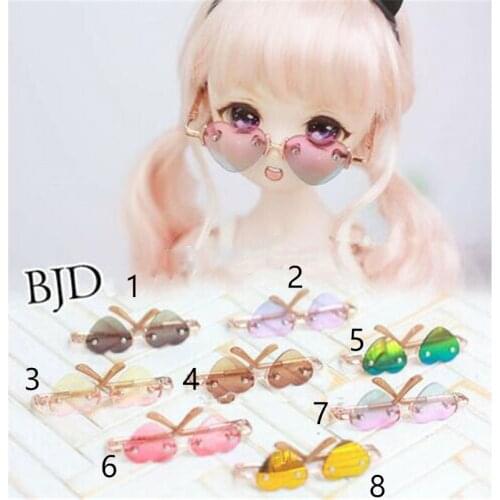 2019 SD Bjd DD MD Accessorie Mini Heart translucen Glasses for 1/3 Doll Photograph