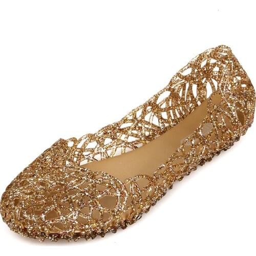 2021 Summer Hollow Out Birds Nest Sandals Shining Crystal Jelly Shoes Flat Bottomed Hole Shoes Beach Shoes