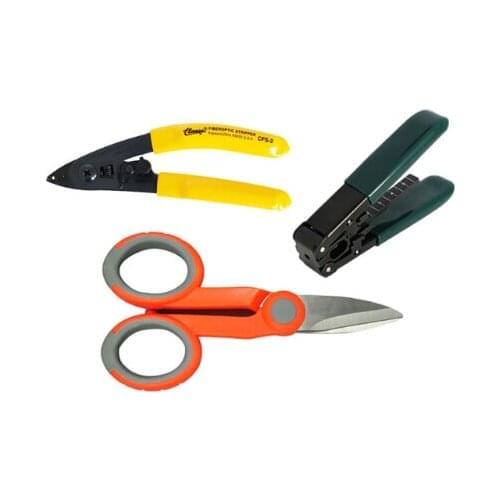 3 in 1 FTTH Splice fiber optic tool kits CFS-2 Fiber Optic Stripper+CP-FB01 cable sheath stripper+ Kevlar scissors