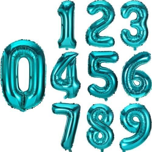 32“ Big Balloon Turquoise Number balloons birthday party deco Age ballons Large size Digital Foil helium air globos Baby shower